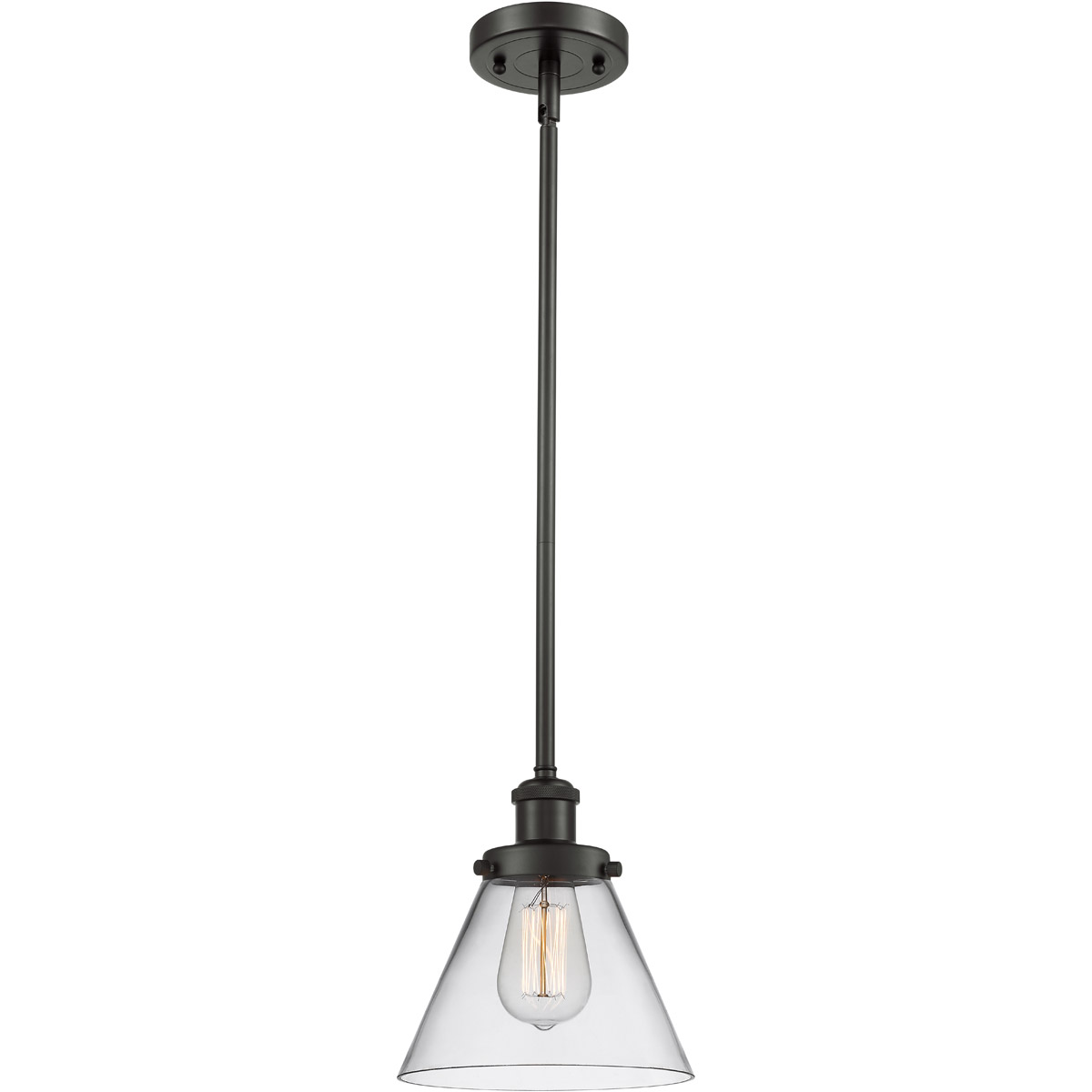Innovations Lighting 916-1S-OB-G42-LED Ballston Large Cone LED 8 inch Oil Rubbed Bronze Pendant Ceiling Light in Clear Glass, Ballston