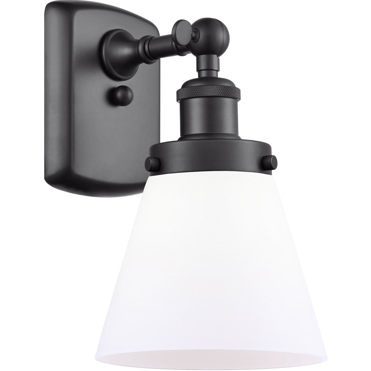 Innovations Lighting 916-1W-BK-G61-LED Ballston Small Cone LED 6 inch Matte Black Sconce Wall Light in Matte White Glass, Ballston