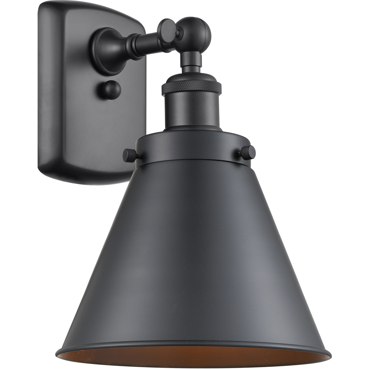 Innovations Lighting 916-1W-BAB-M13-BK-LED Ballston Appalachian LED 7 inch Black Antique Brass Sconce Wall Light in Matte Black