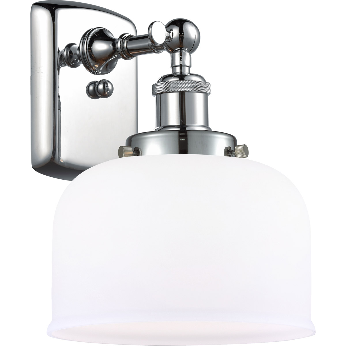 Innovations Lighting 916-1W-PC-G71 Ballston Large Bell 1 Light 8 inch Polished Chrome Sconce Wall Light in Matte White Glass, Ballston