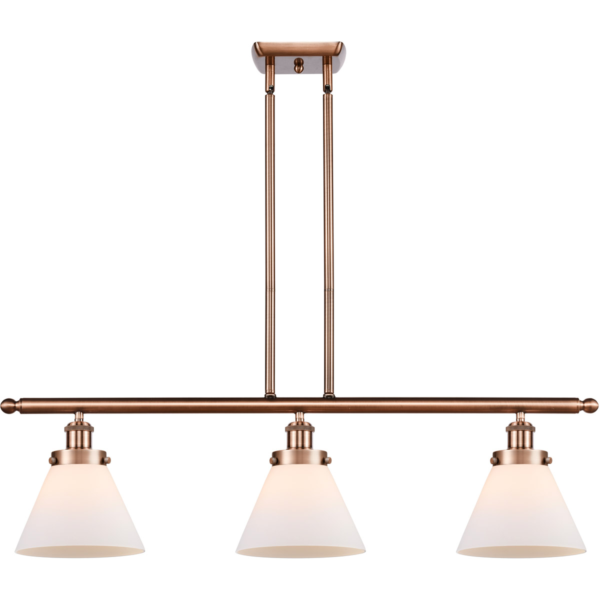 Innovations Lighting 916-3I-AC-G41 Ballston Large Cone 3 Light 36 inch Antique Copper Island Light Ceiling Light in Matte White Glass