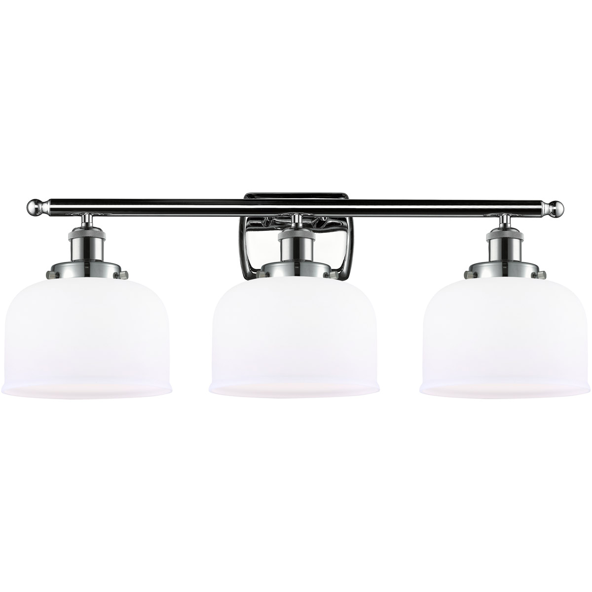 Innovations Lighting 916-3W-PC-G71-LED Ballston Large Bell LED 26 inch Polished Chrome Bath Vanity Light Wall Light in Matte White Glass, Ballston