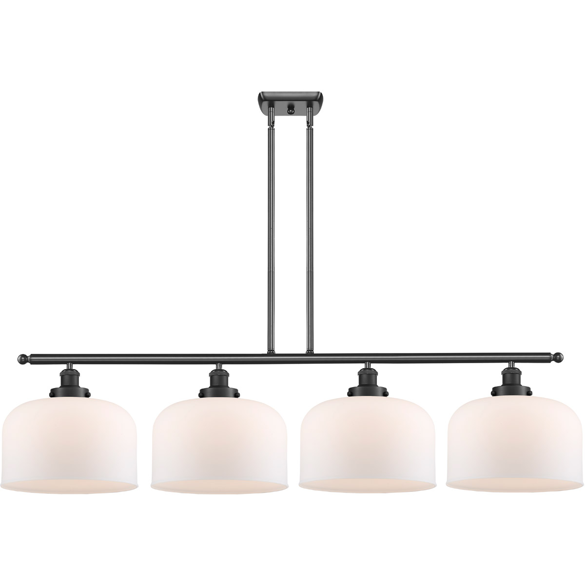Innovations Lighting 916-4I-BK-G71-L Ballston X-Large Bell 4 Light 48 inch Matte Black Island Light Ceiling Light in Matte White Glass, Ballston