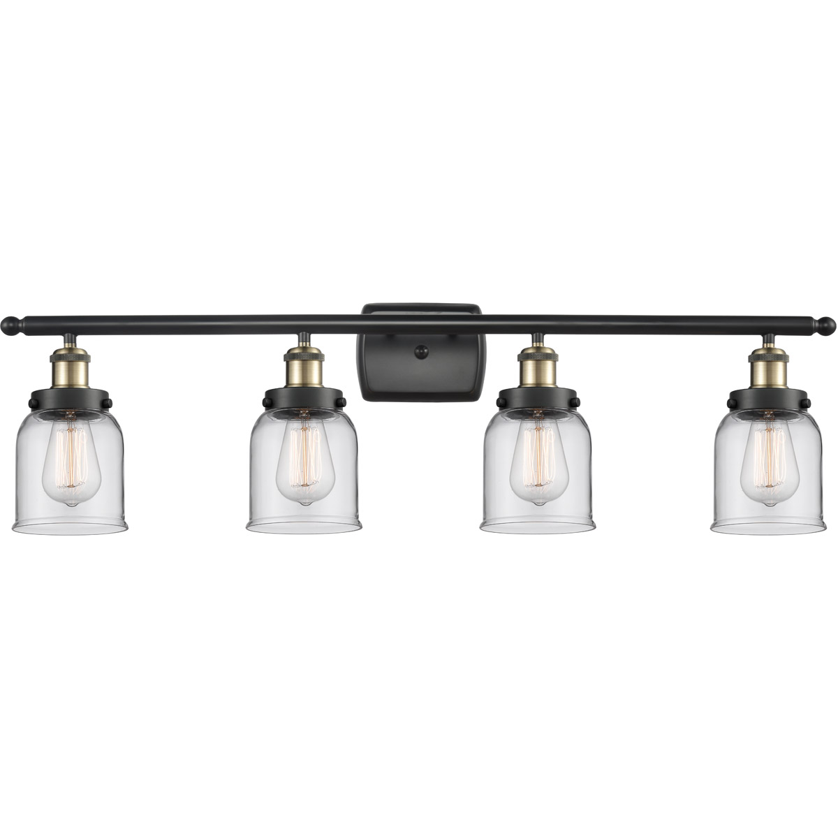 Innovations Lighting 916-4W-BAB-G52 Ballston Small Bell 4 Light 36 inch Black Antique Brass Bath Vanity Light Wall Light in Clear Glass