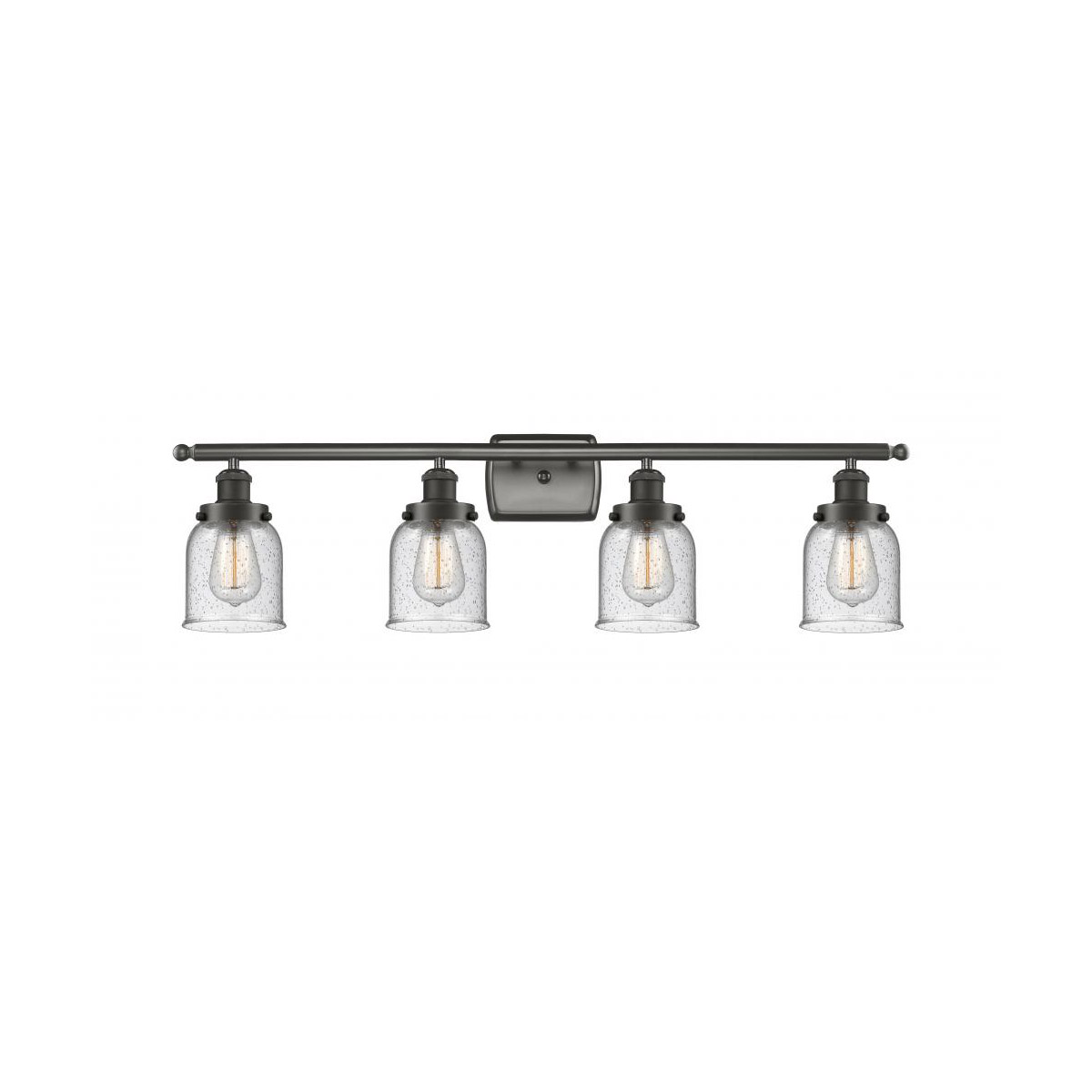 Innovations Lighting 916-4W-OB-G54 Ballston Small Bell 4 Light 36 inch Oil Rubbed Bronze Bath Vanity Light Wall Light in Seedy Glass, Ballston