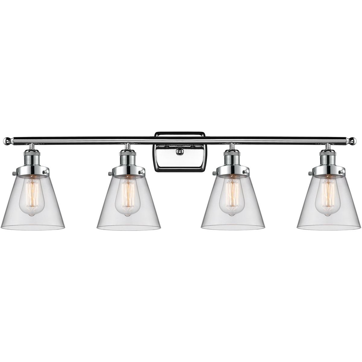 Innovations Lighting 916-4W-PC-G62 Ballston Small Cone 4 Light 36 inch Polished Chrome Bath Vanity Light Wall Light in Clear Glass, Ballston