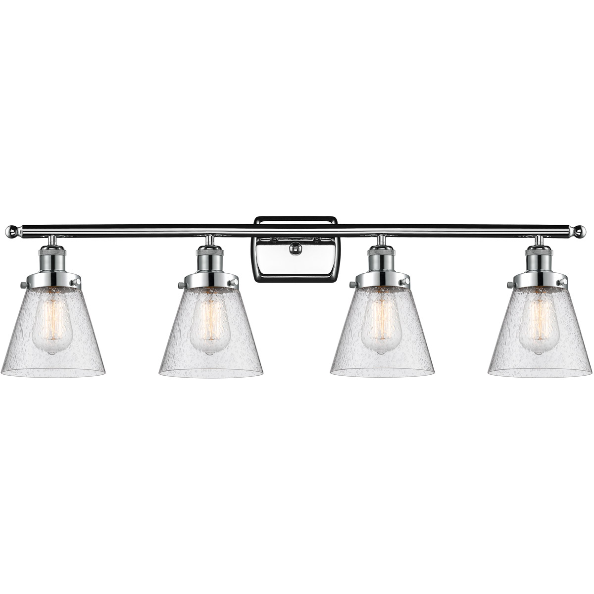 Innovations Lighting 916-4W-PC-G64 Ballston Small Cone 4 Light 36 inch Polished Chrome Bath Vanity Light Wall Light in Seedy Glass, Ballston