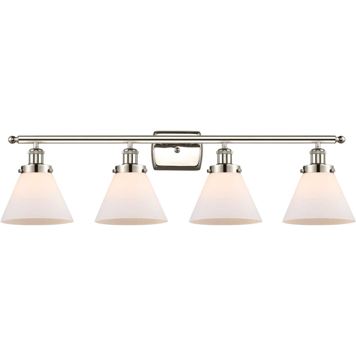 Innovations Lighting 916-4W-PN-G41-LED Ballston Large Cone LED 36 inch Polished Nickel Bath Vanity Light Wall Light in Matte White Glass