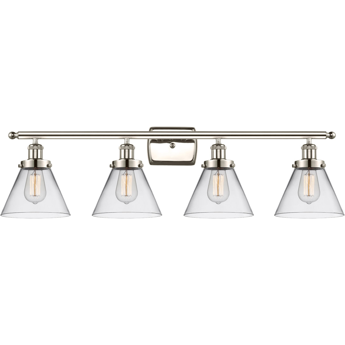 Innovations Lighting 916-4W-PN-G42-LED Ballston Large Cone LED 36 inch Polished Nickel Bath Vanity Light Wall Light in Clear Glass