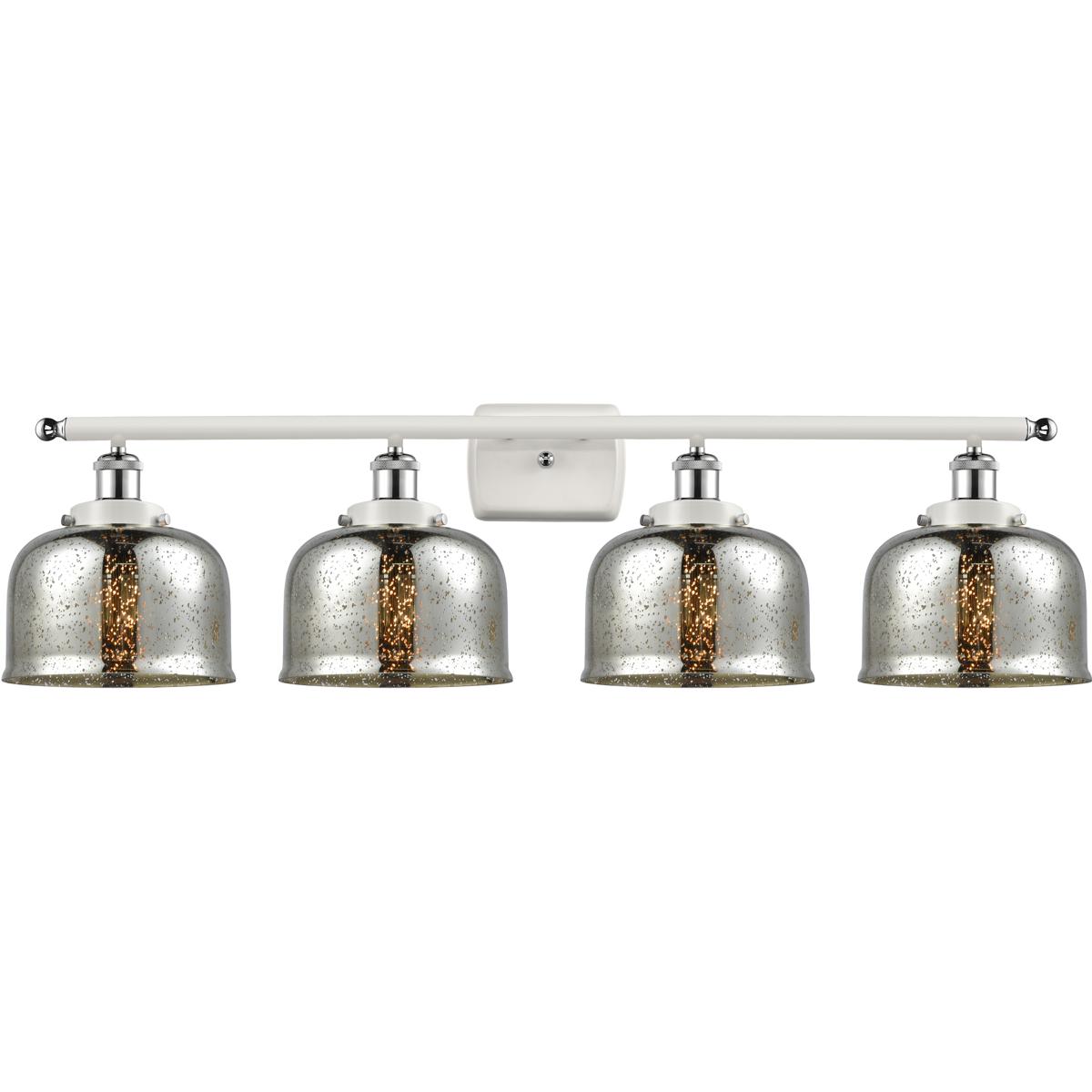 Innovations Lighting 916-4W-WPC-G78 Ballston Urban Bell 4 Light 36 inch White and Polished Chrome Bath Vanity Light Wall Light in Silver Plated Mercur