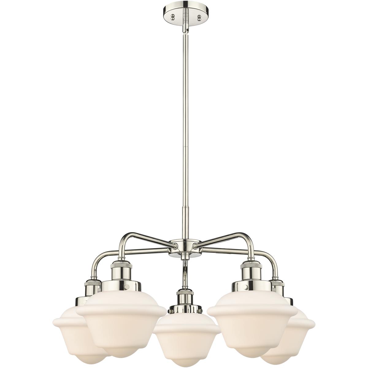 Innovations Lighting 916-5CR-PN-G531 Oxford 5 Light 24.5 inch Polished Nickel Chandelier Ceiling Light in Matte White Glass