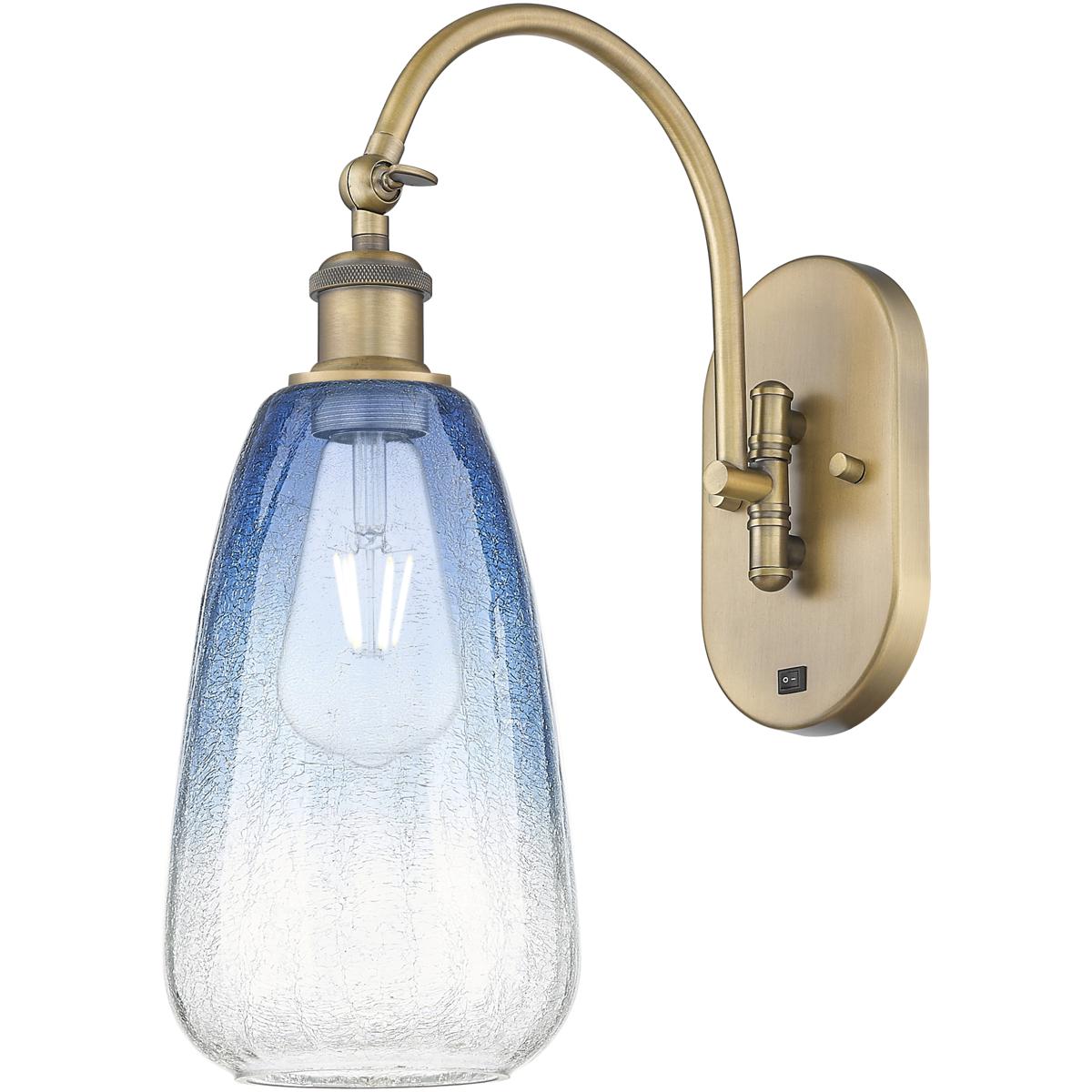 Innovations Lighting 918-1W-BB-G480-6SB Ballston Brookhaven Almond 1 Light 6 inch Brushed Brass Swing Arm Sconce Wall Light in Sapphire Blue Glass