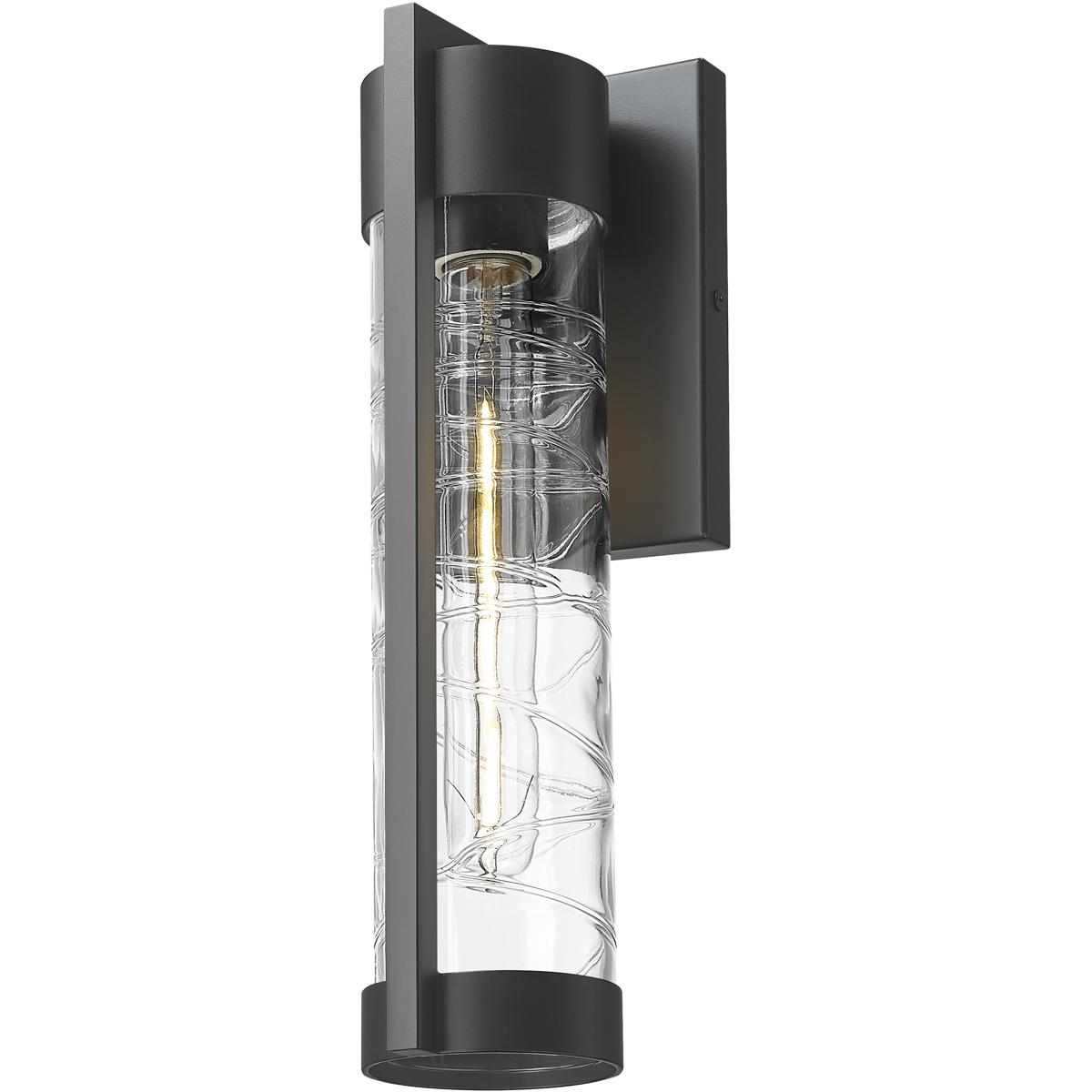 Innovations Lighting 9954-1W-BK-13-DE Stratford 1 Light 13.5 inch Matte Black Outdoor Sconce in Deco Swirl Glass