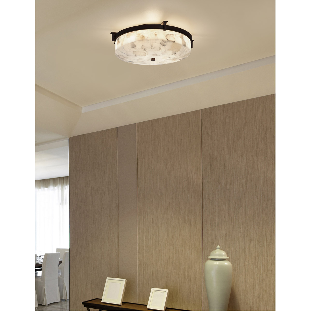 Justice Design ALR-8985-CROM Alabaster Rocks 2 Light 16 inch Polished Chrome Flush Mount Ceiling Light in Incandescent