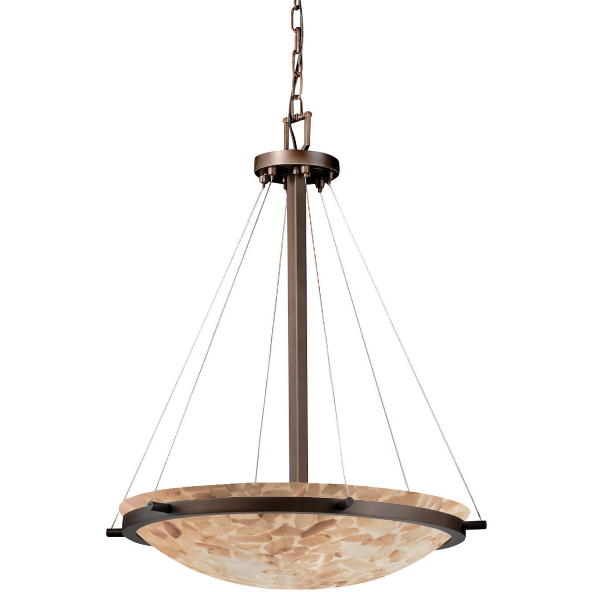 Justice Design ALR-9692-35-DBRZ-LED5-5000 Alabaster Rocks LED 27 inch Dark Bronze Pendant Ceiling Light in 5000 Lm LED, Bowl