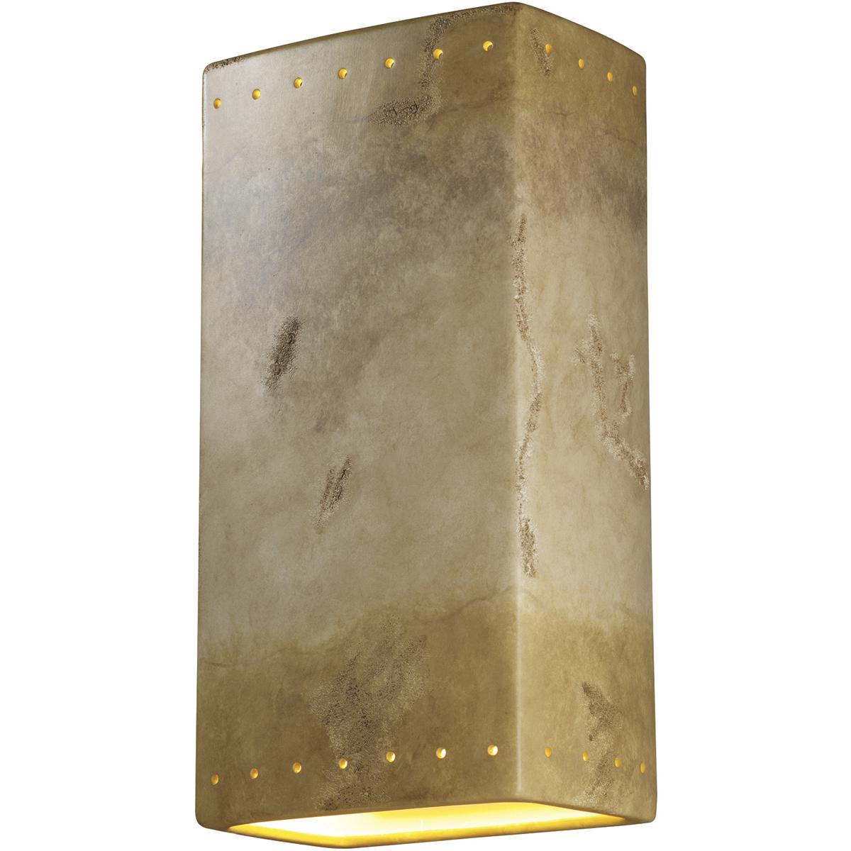 Justice Design CER-1185W-BIS Ambiance Rectangle 2 Light 21 inch Bisque Outdoor Wall Sconce, Really Big