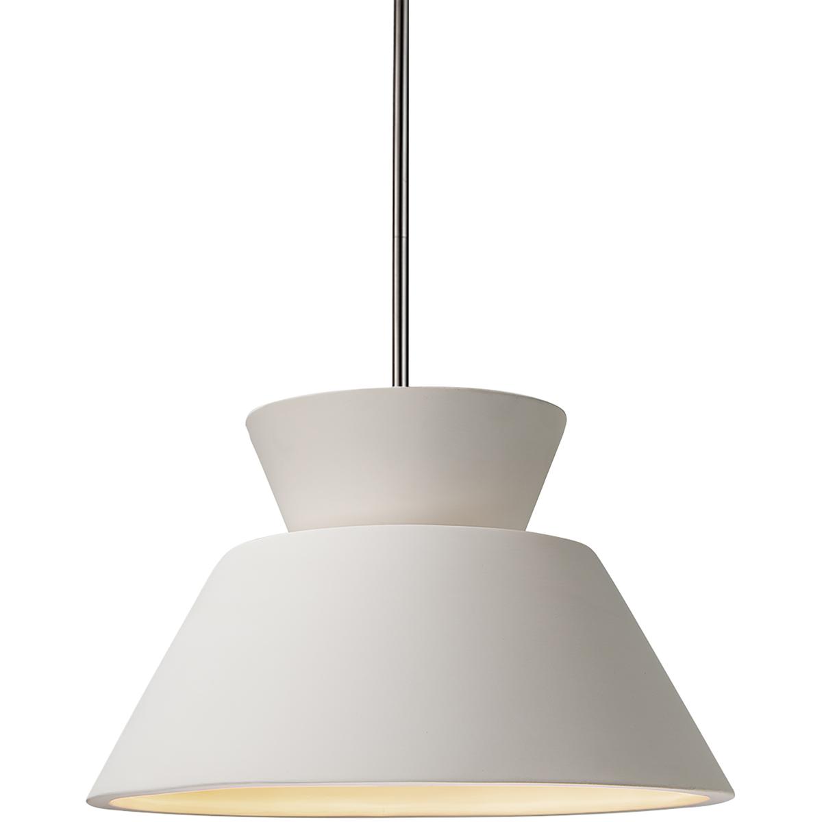 Justice Design CER-6420-BIS-NCKL-RIGID Radiance Collection - Trapezoid 1 Light 11 inch Bisque and Brushed Nickel Pendant Ceiling Light in Replaceable
