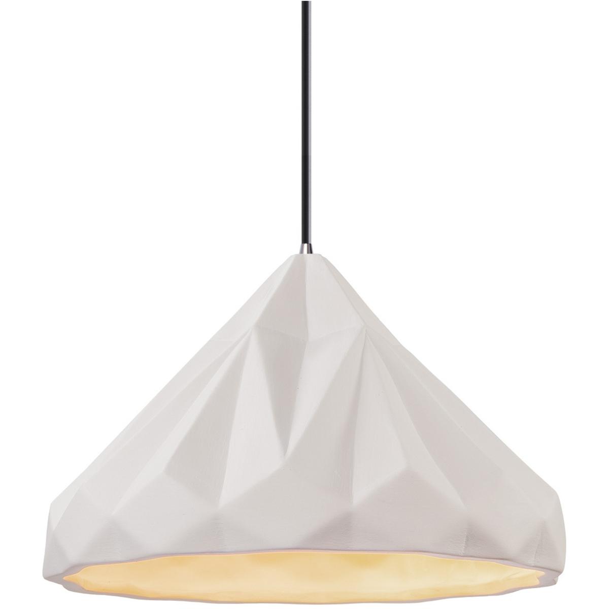 Justice Design CER-6450-BIS-CROM-BKCD-LED1-700 Radiance Collection 12 inch Polished Chrome Pendant Ceiling Light in Dedicated LED, Bisque, Black, Form