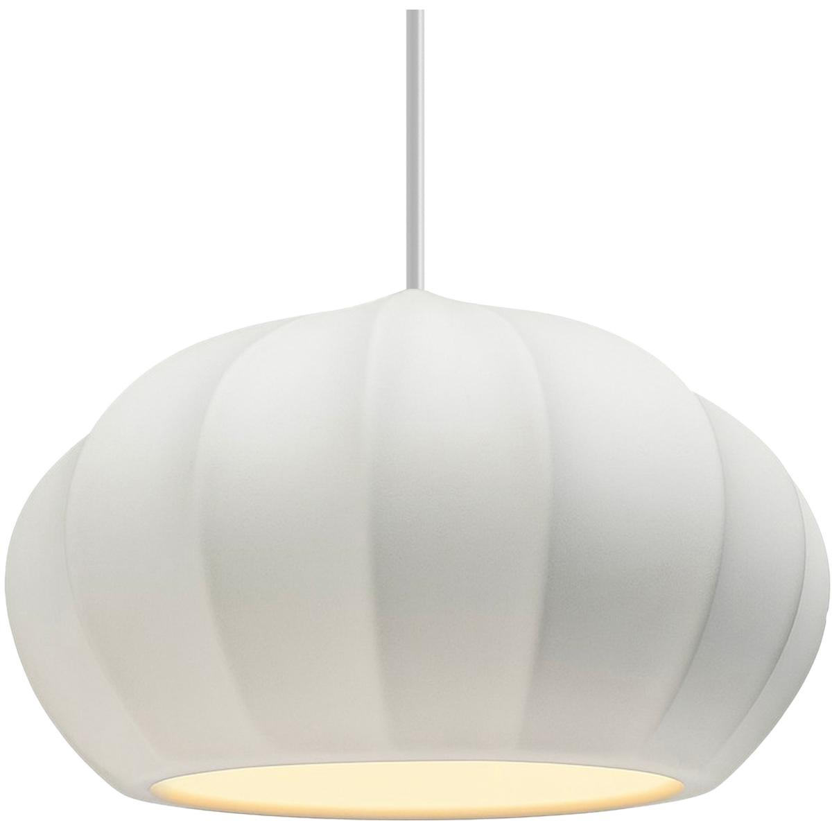Justice Design CER-6605-BIS-NCKL-WTCD Radiance Collection - Fluted Pendant Ceiling Light in Brushed Nickel, White Cord, Replaceable Bulb, Bisque, Form