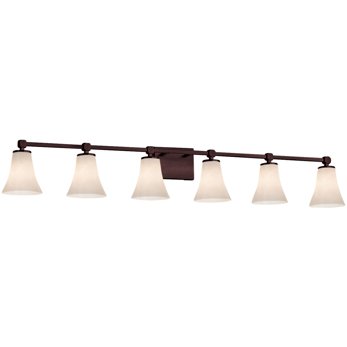 Justice Design CLD-8426-15-MBLK Clouds 6 Light 49 inch Matte Black Vanity Light Wall Light in Square with Flat Rim, Incandescent