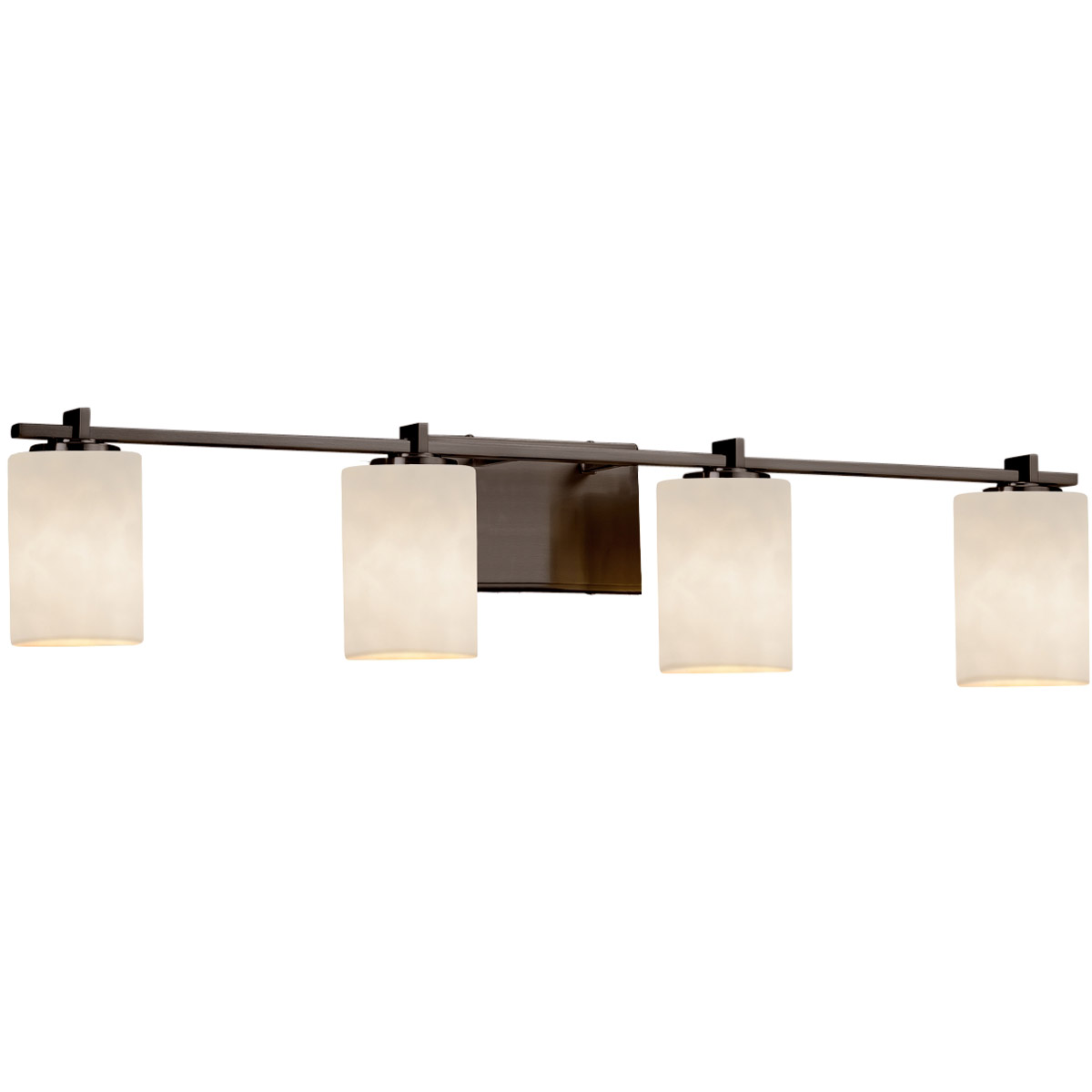 Justice Design CLD-8444-20-MBLK Clouds 4 Light 36 inch Matte Black Vanity Light Wall Light in Round Flared, Incandescent