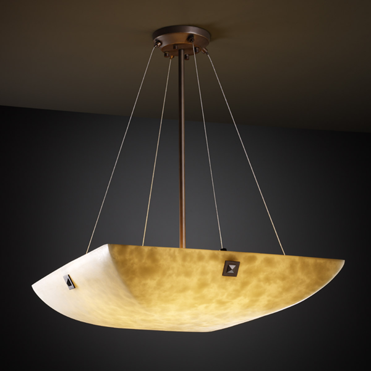 Justice Design CLD-9661-25-NCKL-F3-LED3-3000 Clouds 3 Light 21 inch Brushed Nickel Pendant Ceiling Light in 3000 Lm LED, Pair of Square with Points, S