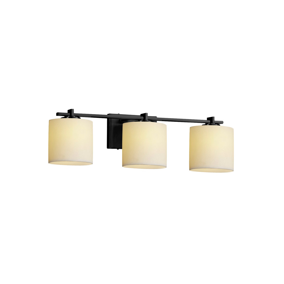 Justice Design CNDL-8443-14-CREM-NCKL Candlearia 3 Light 24 inch Brushed Nickel Vanity Light Wall Light in Cream (CandleAria), Cylinder with Melted Ri