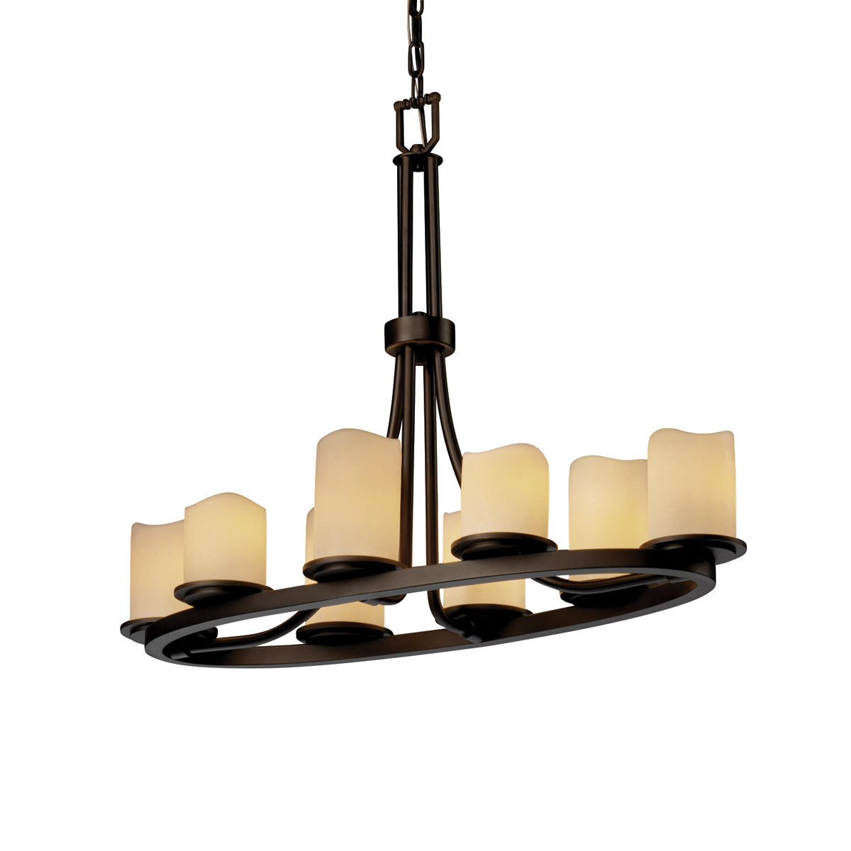 Justice Design CNDL-8751-14-AMBR-NCKL-LED8-5600 CandleAria 8 Light 16 inch Brushed Nickel Chandelier Ceiling Light