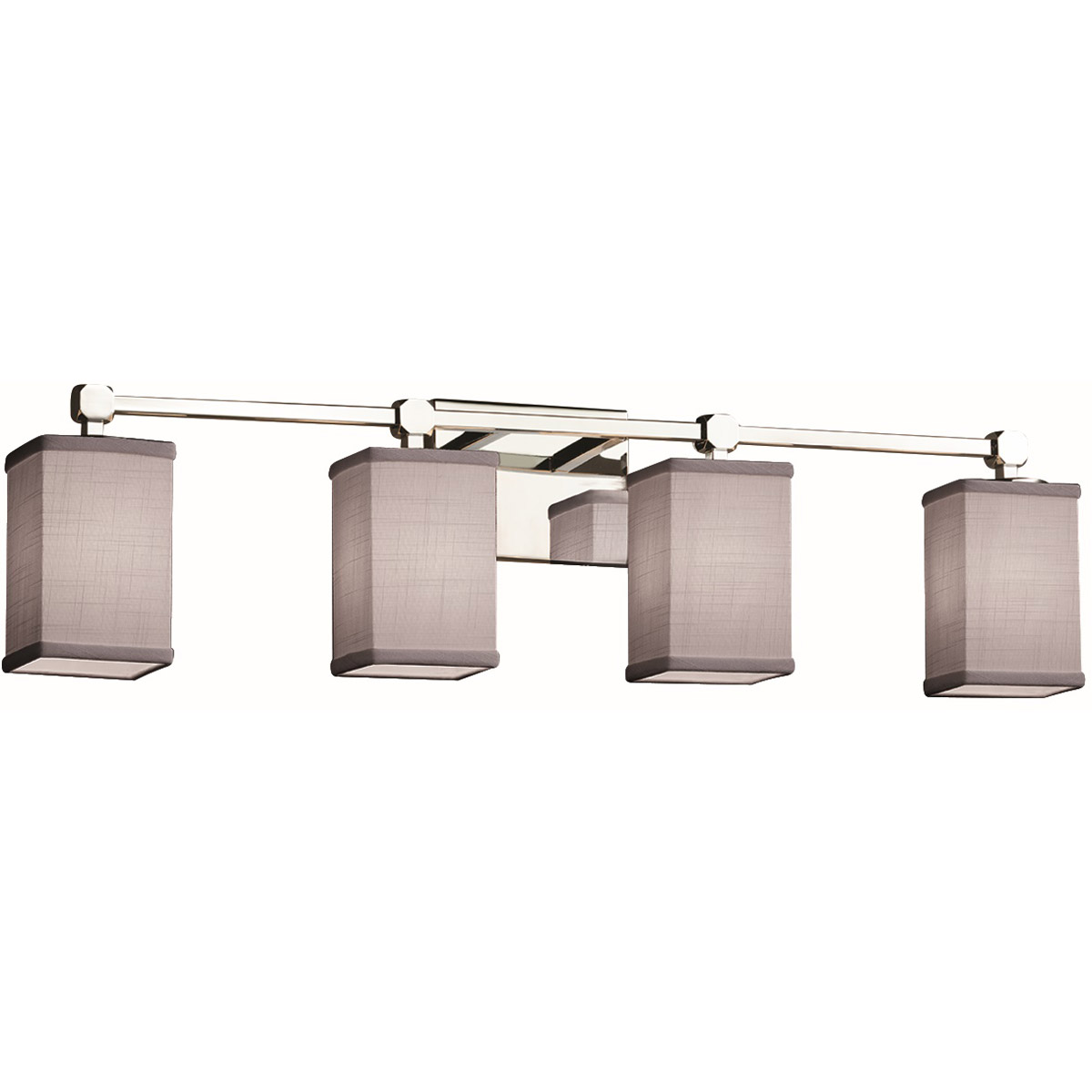 Justice Design FAB-8424-15-GRAY-CROM-LED4-2800 Textile LED 31 inch Polished Chrome Bath Bar Wall Light, Square w/ Flat Rim