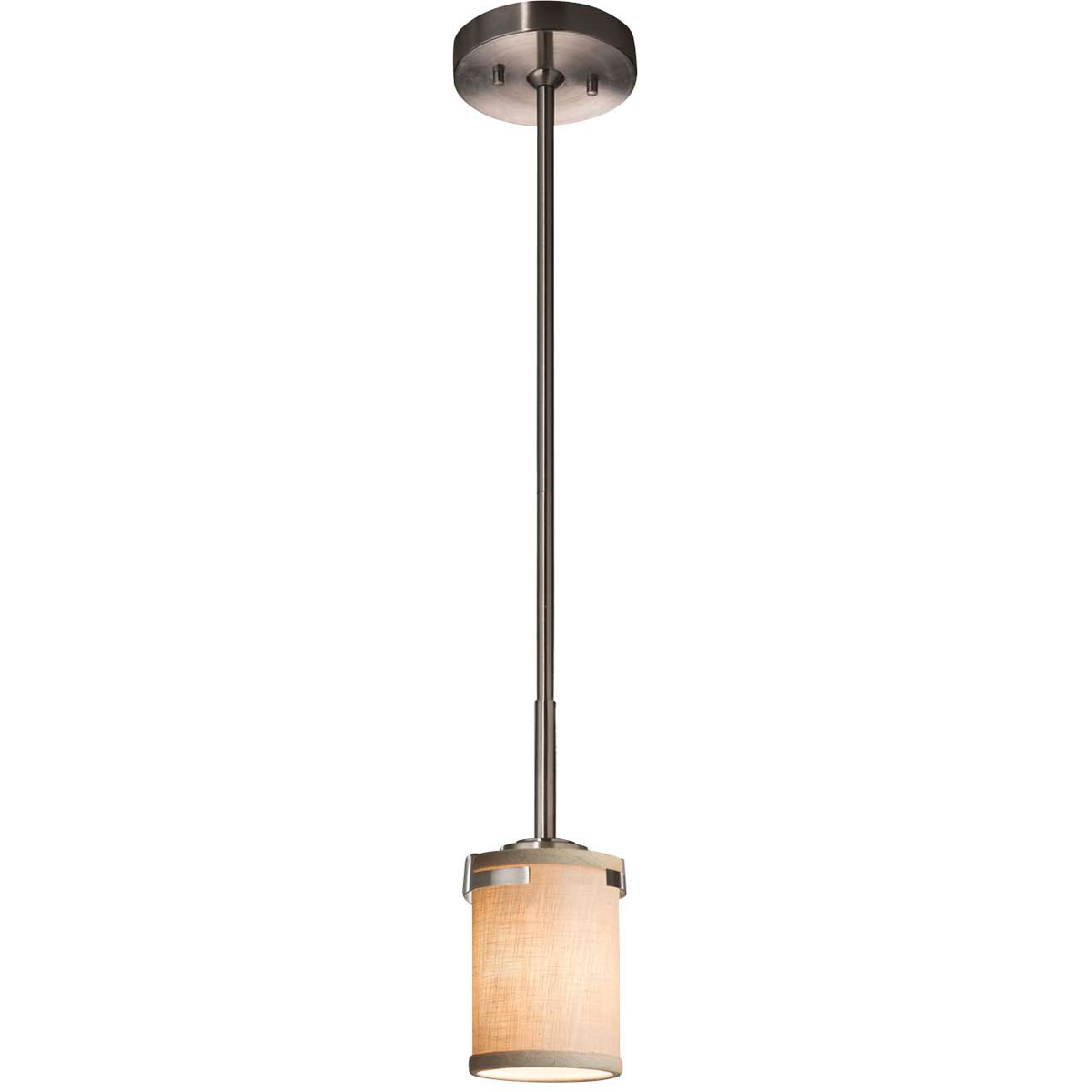 Justice Design FAB-8455-10-CREM-MBLK Textile 1 Light 4.5 inch Matte Black Pendant Ceiling Light in Cream, Incandescent