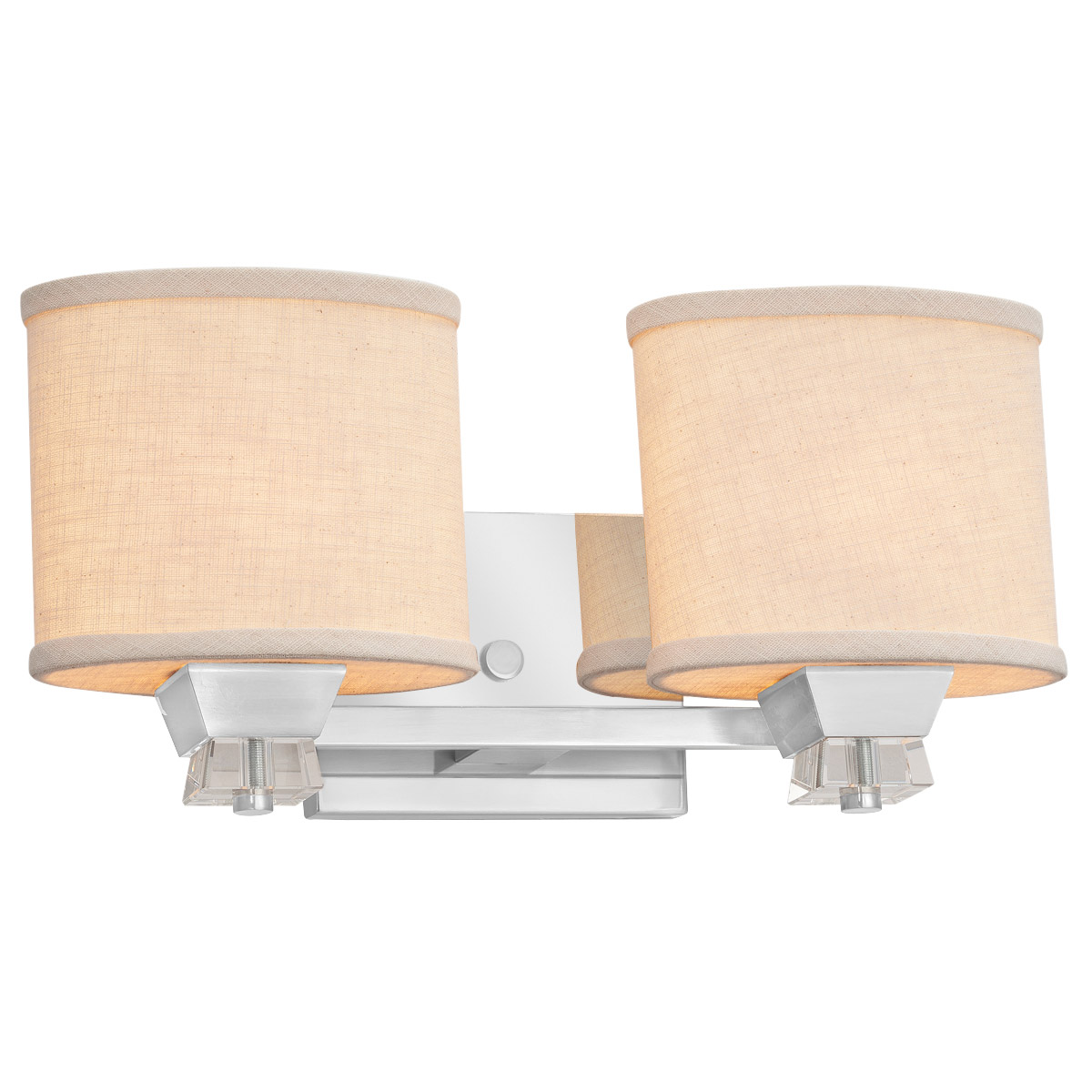 Justice Design FAB-8472-15-CREM-CROM Textile 2 Light 13.5 inch Polished Chrome Bath Bar Wall Light in Cream, Square with Flat Rim, Incandescent