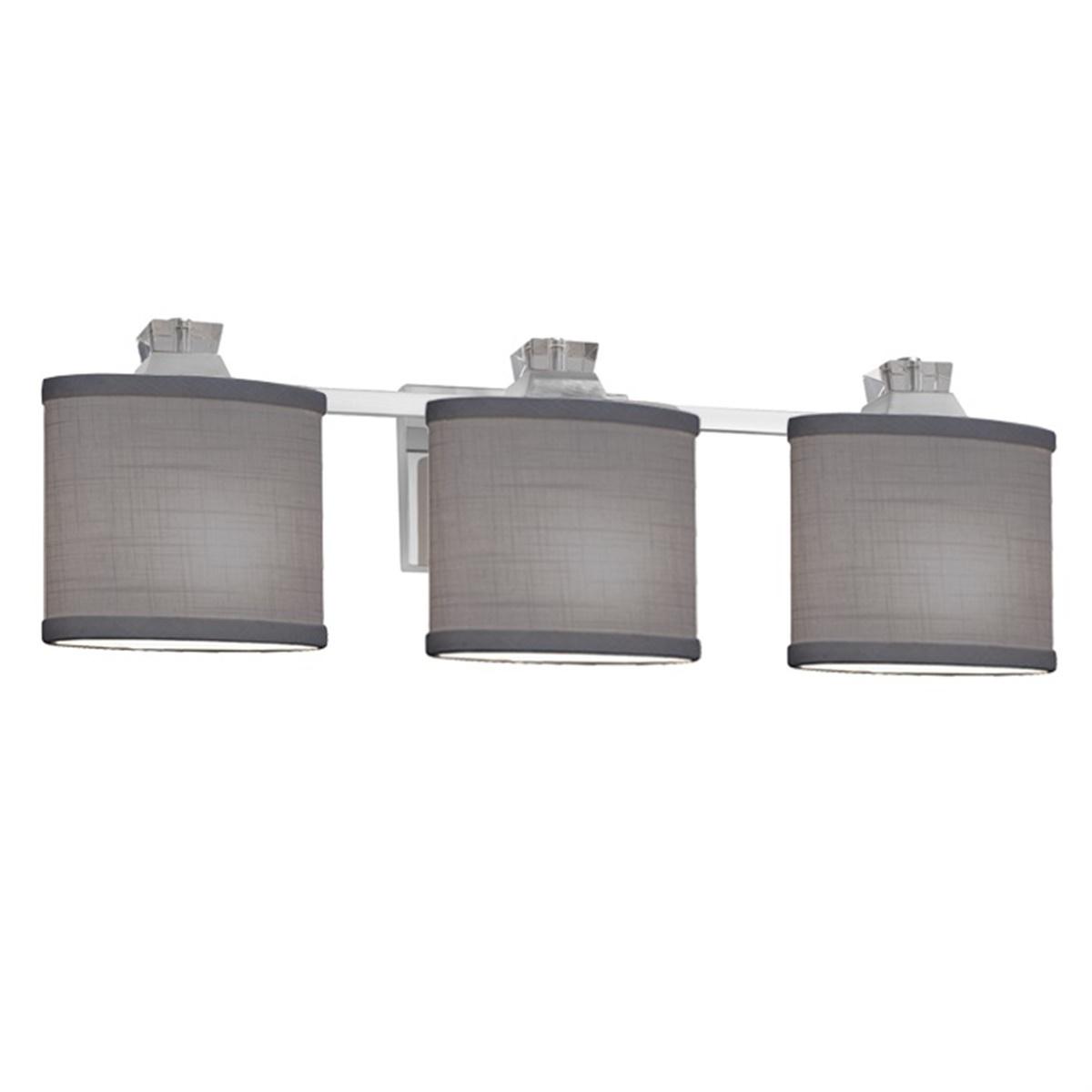 Justice Design FAB-8473-30-GRAY-CROM Textile 3 Light 25.5 inch Polished Chrome Bath Bar Wall Light in Oval, Incandescent, Gray, Oval