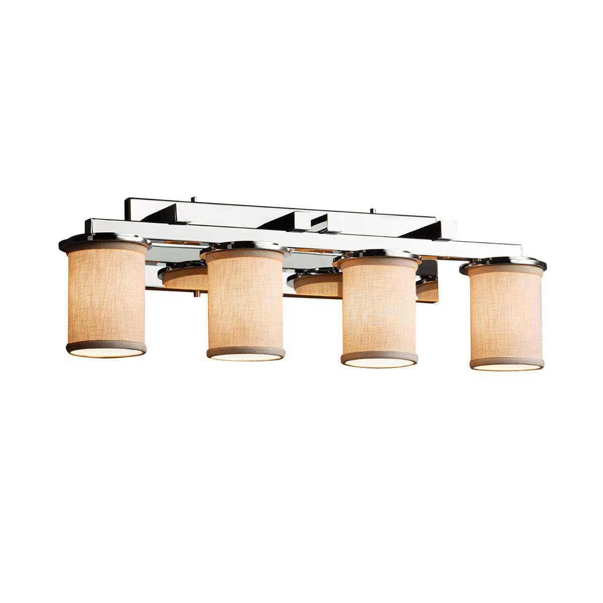 Justice Design FAB-8774-10-CREM-CROM Textile 4 Light 29 inch Polished Chrome Vanity Light Wall Light in Cream, Incandescent