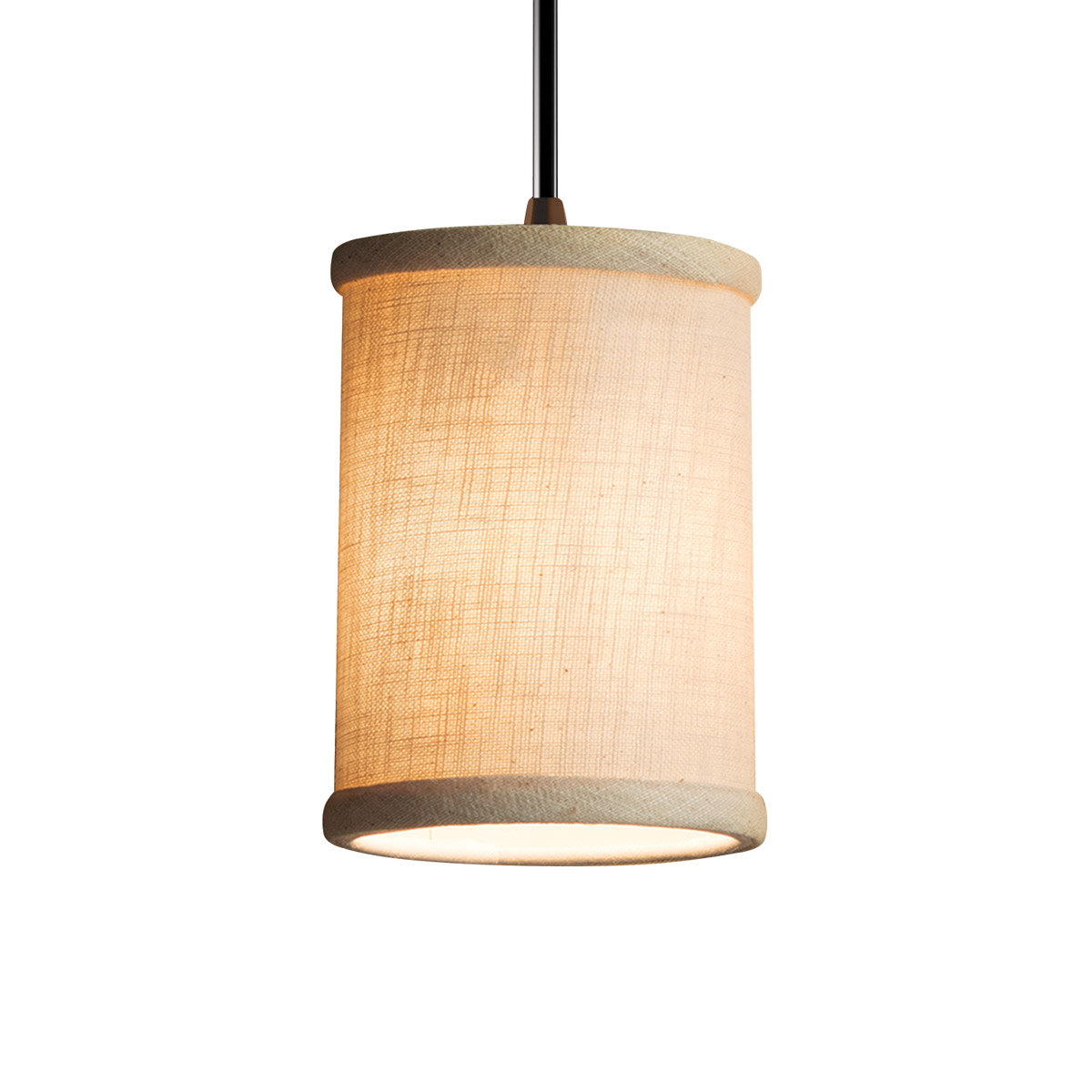 Justice Design FAB-8815-10-GRAY-CROM-RIGID Textile 4 inch Polished Chrome Pendant Ceiling Light in Incandescent, Gray
