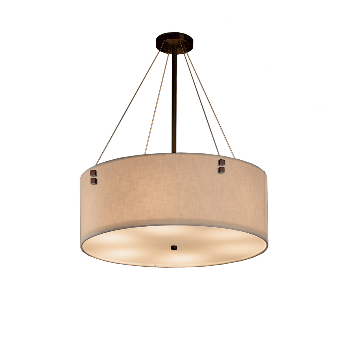 Justice Design FAB-9532-CREM-DBRZ-F1-LED6-4200 Textile LED 24 inch Dark Bronze Pendant Ceiling Light in 4200 Lm LED, Pair of Cylinders, Cream