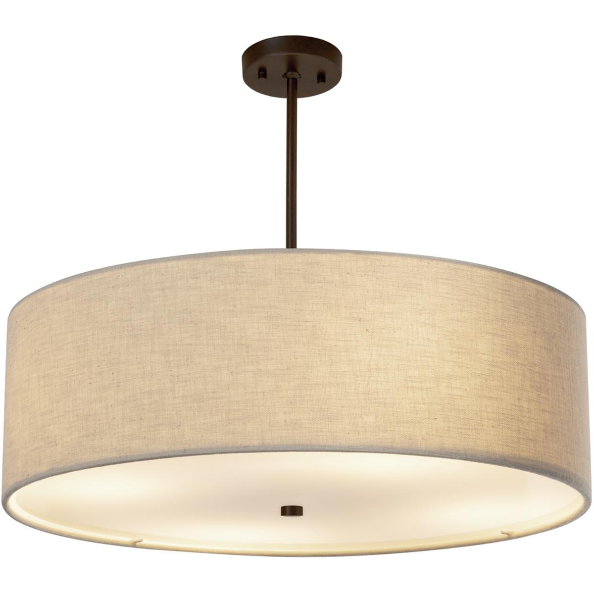 Justice Design FAB-9592-CREM-BRSS Textile 24 inch Brushed Brass Pendant Ceiling Light in Cream, Incandescent
