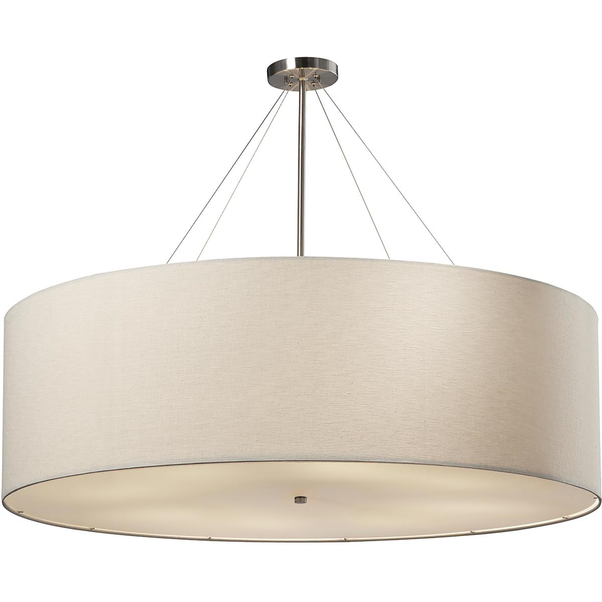 Justice Design FAB-9599-WHTE-NCKL Textile Collection - Classic Family 60 inch Brushed Nickel Pendant Ceiling Light