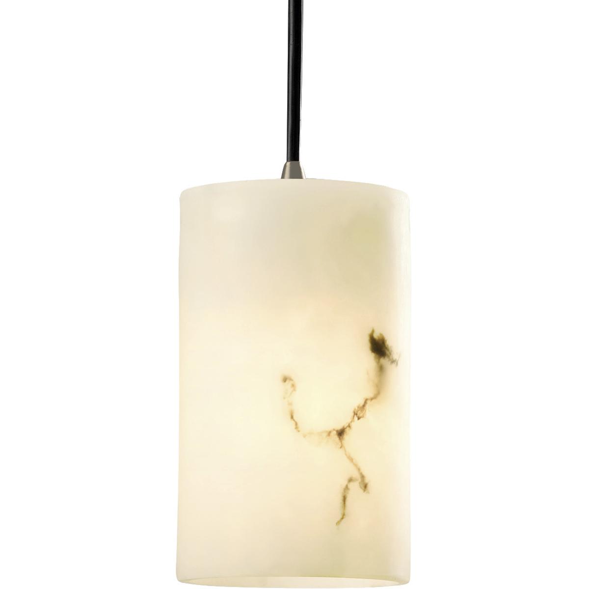 Justice Design FAL-8815-10-ABRS-LED1-700 LumenAria LED 4 inch Antique Brass Pendant Ceiling Light in 700 Lm LED, Black Cord, Cylinder with Flat Rim