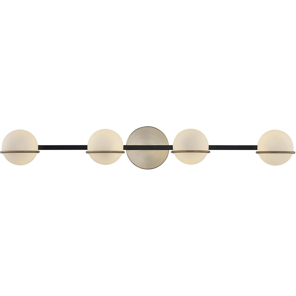 Justice Design FSN-4164-OPAL-MBBR Fusion LED 32 inch Matte Black Bath Bar Wall Light in Matte Black and Brass