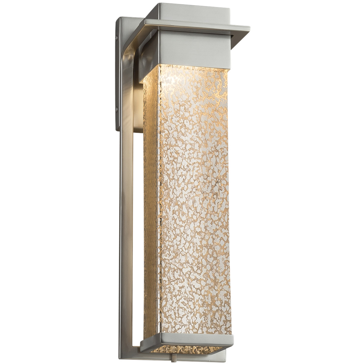 Justice Design FSN-7544W-MROR-NCKL Fusion 16.5 inch Brushed Nickel Outdoor Wall Sconce in Mercury Fusion