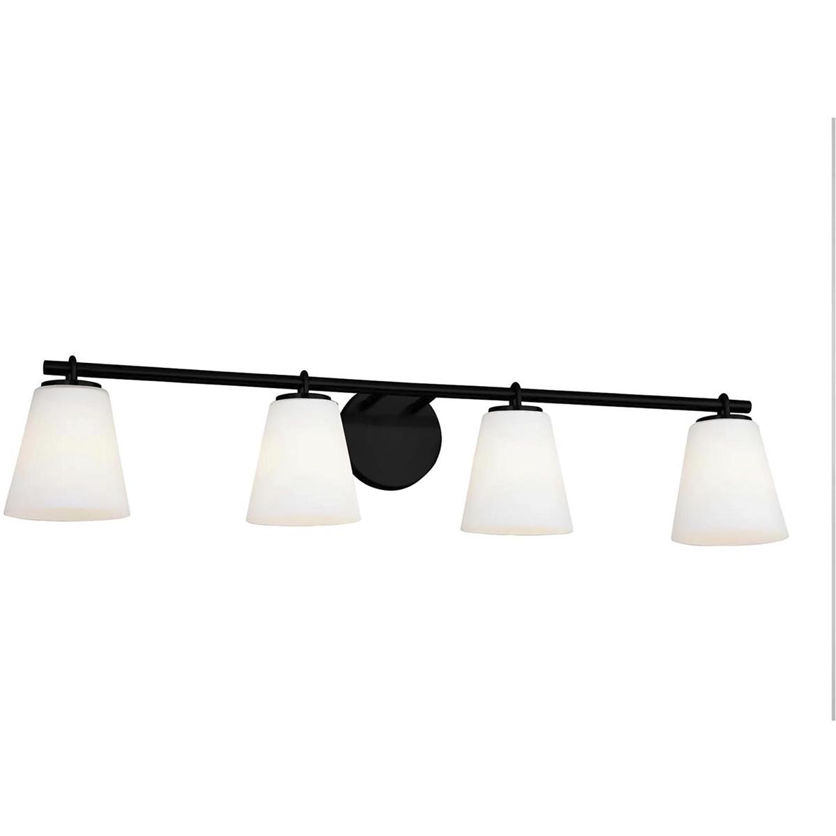 Justice Design FSN-8034-OPAL-MBLK Fusion Collection - Alpino Family 35 inch Matte Black Bath Bar Wall Light
