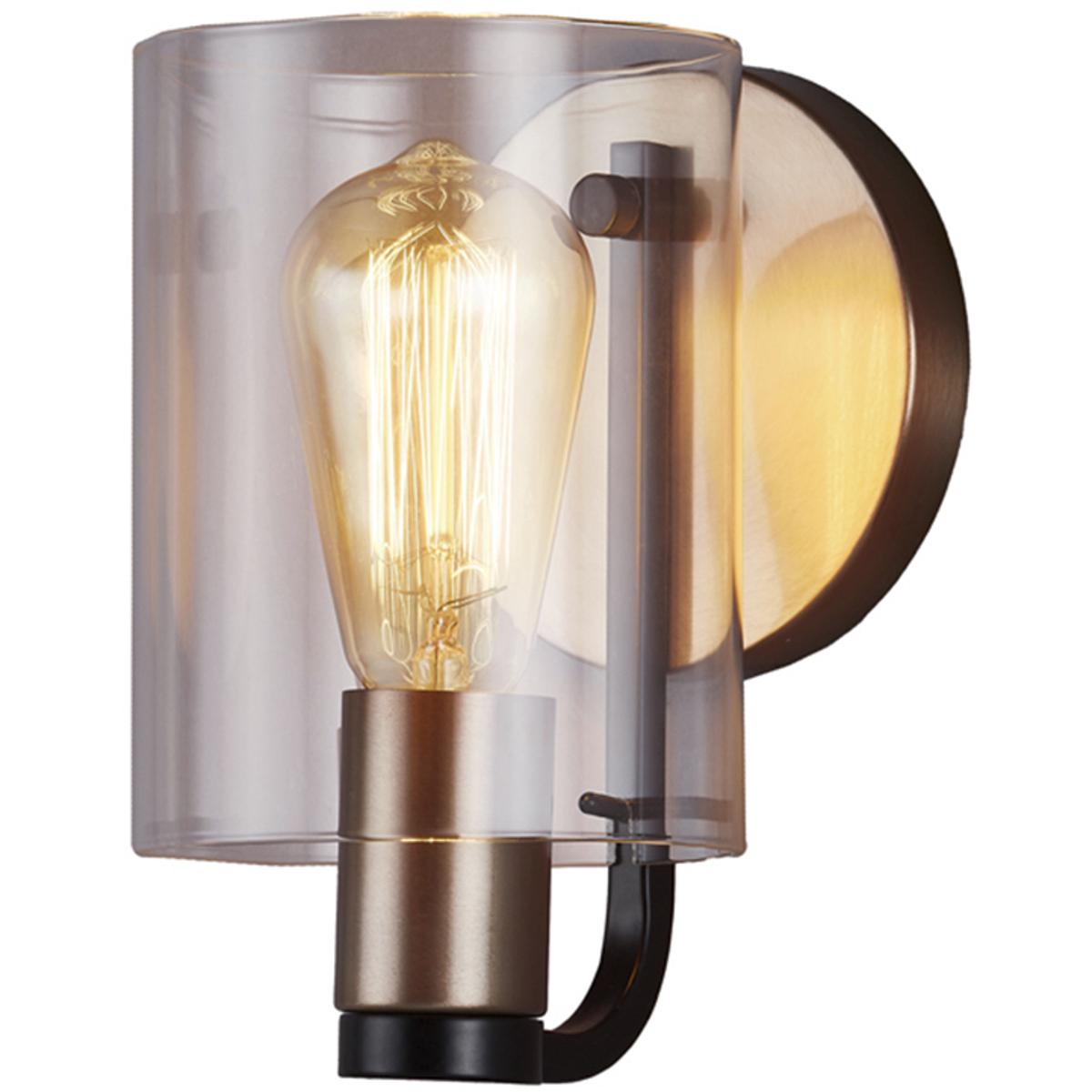 Justice Design FSN-8081-CLER-MBBR Poise 1 Light 5.75 inch Matte Black with Brass Accents Wall Sconce Wall Light