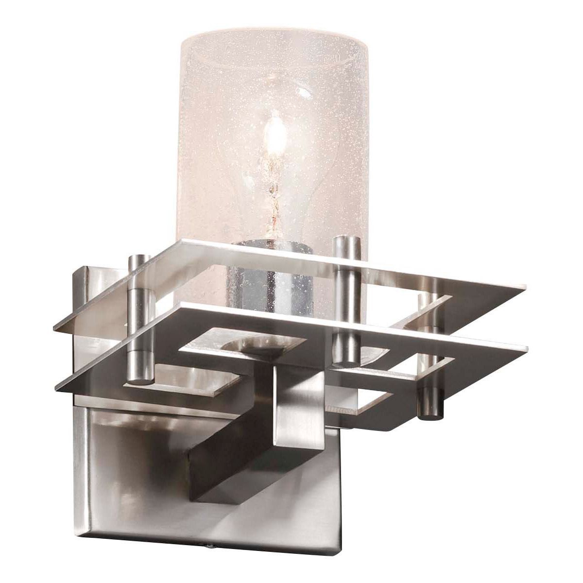 Justice Design FSN-8171-10-MROR-DBRZ-LED1-700 Fusion Wall Sconce Wall Light in 700 Lm LED, Dark Bronze, Cylinder with Flat Rim, Mercury Fusion, Metrop