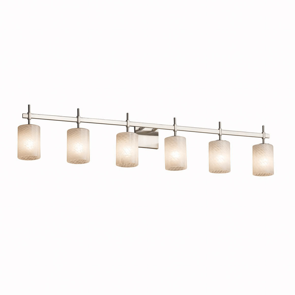 Justice Design FSN-8416-30-WEVE-CROM Fusion 6 Light 51.5 inch Polished Chrome Bath Bar Wall Light in Oval, Incandescent, Weave Fusion