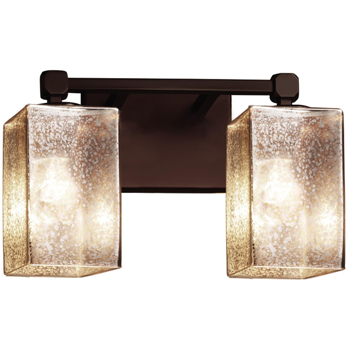 Justice Design FSN-8422-10-SEED-NCKL Fusion 2 Light 13 inch Brushed Nickel Bath Bar Wall Light in Cylinder with Flat Rim, Incandescent, Seeded Fusion