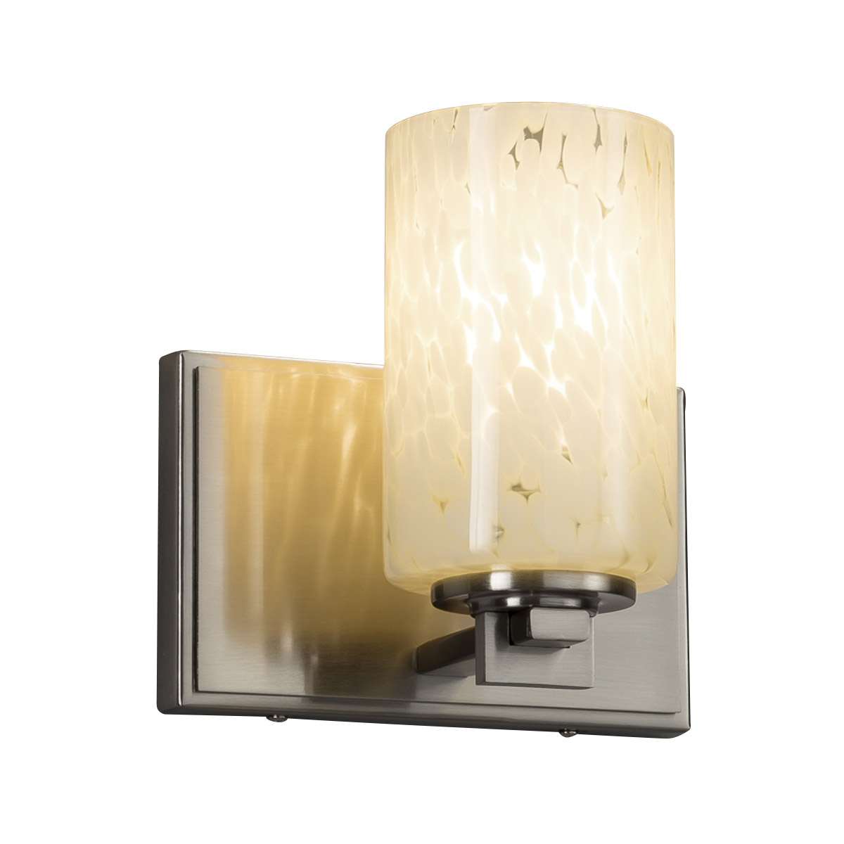 Justice Design FSN-8441-10-MROR-BRSS Fusion Wall Sconce Wall Light in Cylinder with Flat Rim, Incandescent, Brushed Brass, Mercury Fusion