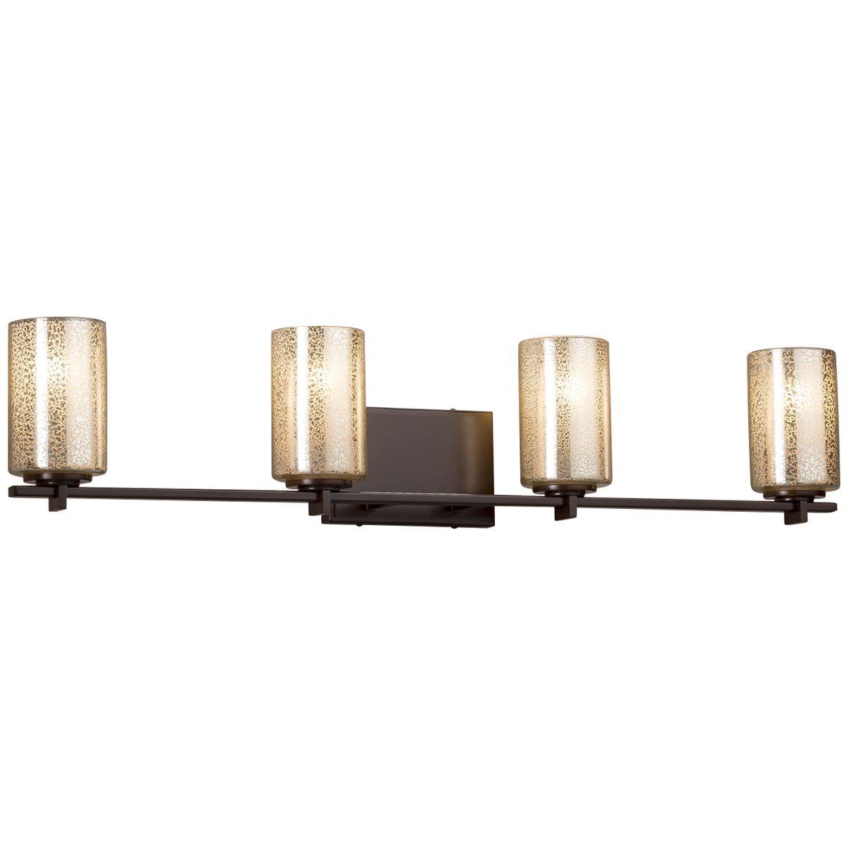 Justice Design FSN-8444-20-MROR-CROM Fusion 4 Light 36 inch Polished Chrome Vanity Light Wall Light in Round Flared, Incandescent, Mercury Fusion