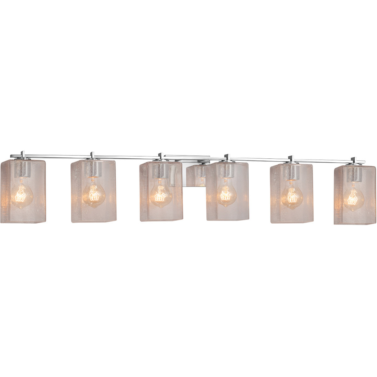 Justice Design FSN-8446-15-CRML-CROM-LED6-4200 Fusion LED 54 inch Polished Chrome Bath Bar Wall Light in 4200 Lm LED, Square with Flat Rim, Caramel Fu