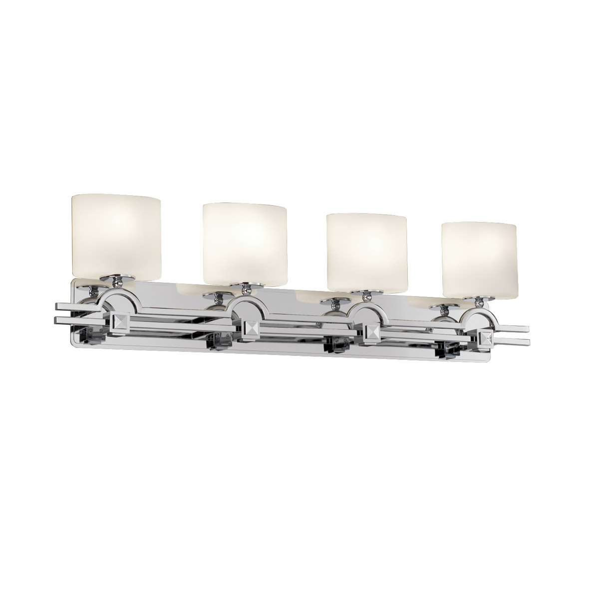 Justice Design FSN-8504-10-WEVE-CROM-LED4-2800 Fusion LED 39 inch Polished Chrome Bath Bar Wall Light in 2800 Lm LED, Cylinder with Flat Rim, Weave Fu