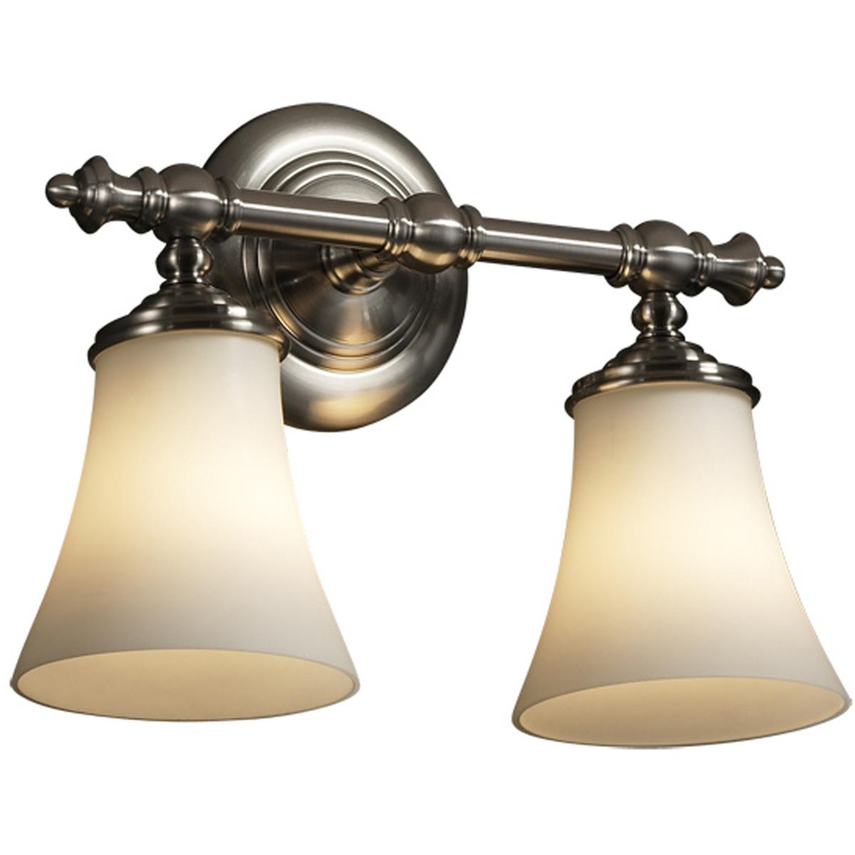 Justice Design FSN-8522-20-OPAL-NCKL Fusion 2 Light 14.25 inch Brushed Nickel Bath Bar Wall Light in Incandescent, Opal Fusion